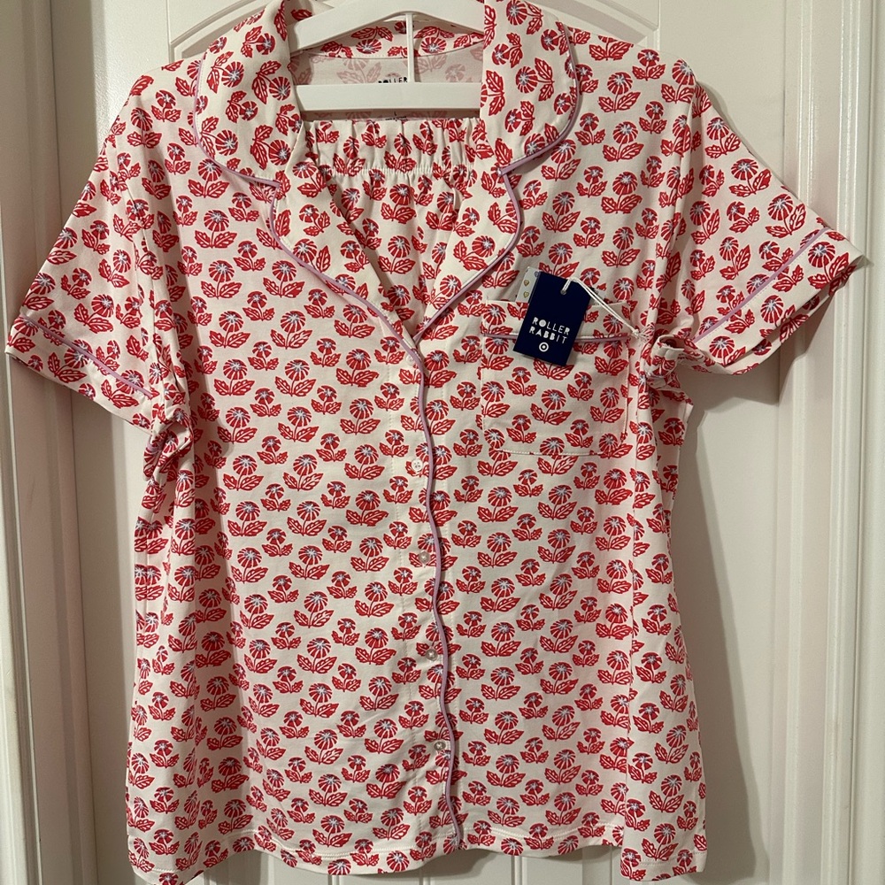 Roller Rabbit x Target Red and White Floral Womens Shorts Pajama Set
